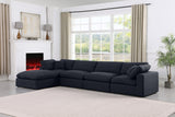 Comfy Black Linen Textured Fabric Modular Sectional 187Black-Sec5A Meridian Furniture