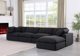 Comfy Black Linen Textured Fabric Modular Sectional 187Black-Sec5A Meridian Furniture