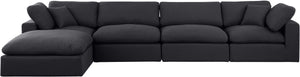 Comfy Black Linen Textured Fabric Modular Sectional 187Black-Sec5A Meridian Furniture