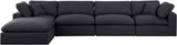 Comfy Black Linen Textured Fabric Modular Sectional 187Black-Sec5A Meridian Furniture