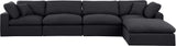 Comfy Black Linen Textured Fabric Modular Sectional 187Black-Sec5A Meridian Furniture