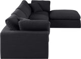 Comfy Black Linen Textured Fabric Modular Sectional 187Black-Sec5A Meridian Furniture