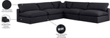 Comfy Black Linen Textured Fabric Modular Sectional 187Black-Sec5B Meridian Furniture