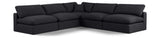 Comfy Black Linen Textured Fabric Modular Sectional 187Black-Sec5B Meridian Furniture