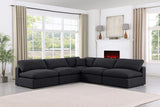 Comfy Black Linen Textured Fabric Modular Sectional 187Black-Sec5B Meridian Furniture