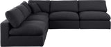 Comfy Black Linen Textured Fabric Modular Sectional 187Black-Sec5B Meridian Furniture