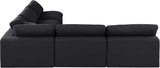 Comfy Black Linen Textured Fabric Modular Sectional 187Black-Sec5B Meridian Furniture