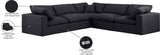 Comfy Black Linen Textured Fabric Modular Sectional 187Black-Sec5C Meridian Furniture