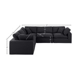 Comfy Black Linen Textured Fabric Modular Sectional 187Black-Sec5C Meridian Furniture