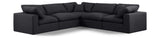 Comfy Black Linen Textured Fabric Modular Sectional 187Black-Sec5C Meridian Furniture