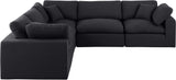 Comfy Black Linen Textured Fabric Modular Sectional 187Black-Sec5C Meridian Furniture