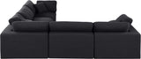 Comfy Black Linen Textured Fabric Modular Sectional 187Black-Sec5C Meridian Furniture