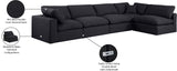 Comfy Black Linen Textured Fabric Modular Sectional 187Black-Sec5D Meridian Furniture