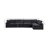 Comfy Black Linen Textured Fabric Modular Sectional 187Black-Sec5D Meridian Furniture