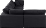 Comfy Black Linen Textured Fabric Modular Sectional 187Black-Sec5D Meridian Furniture