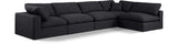 Comfy Black Linen Textured Fabric Modular Sectional 187Black-Sec5D Meridian Furniture