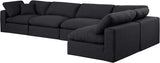 Comfy Black Linen Textured Fabric Modular Sectional 187Black-Sec5D Meridian Furniture