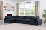 Comfy Black Linen Textured Fabric Modular Sectional 187Black-Sec5D Meridian Furniture