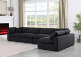 Comfy Black Linen Textured Fabric Modular Sectional 187Black-Sec5D Meridian Furniture