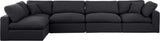 Comfy Black Linen Textured Fabric Modular Sectional 187Black-Sec5D Meridian Furniture