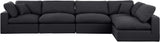 Comfy Black Linen Textured Fabric Modular Sectional 187Black-Sec5D Meridian Furniture