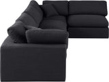 Comfy Black Linen Textured Fabric Modular Sectional 187Black-Sec5D Meridian Furniture