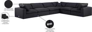 Comfy Black Linen Textured Fabric Modular Sectional 187Black-Sec6A Meridian Furniture