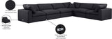 Comfy Black Linen Textured Fabric Modular Sectional 187Black-Sec6A Meridian Furniture