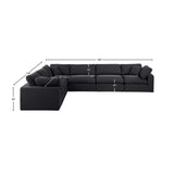 Comfy Black Linen Textured Fabric Modular Sectional 187Black-Sec6A Meridian Furniture