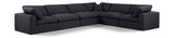 Comfy Black Linen Textured Fabric Modular Sectional 187Black-Sec6A Meridian Furniture