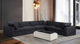 Comfy Black Linen Textured Fabric Modular Sectional 187Black-Sec6A Meridian Furniture