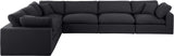 Comfy Black Linen Textured Fabric Modular Sectional 187Black-Sec6A Meridian Furniture