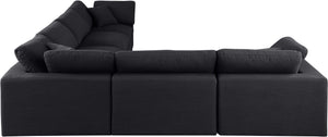 Comfy Black Linen Textured Fabric Modular Sectional 187Black-Sec6A Meridian Furniture