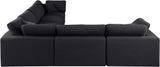 Comfy Black Linen Textured Fabric Modular Sectional 187Black-Sec6A Meridian Furniture