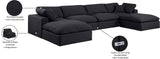 Comfy Black Linen Textured Fabric Modular Sectional 187Black-Sec6B Meridian Furniture