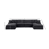 Comfy Black Linen Textured Fabric Modular Sectional 187Black-Sec6B Meridian Furniture