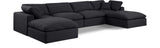 Comfy Black Linen Textured Fabric Modular Sectional 187Black-Sec6B Meridian Furniture