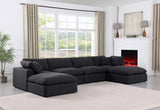 Comfy Black Linen Textured Fabric Modular Sectional 187Black-Sec6B Meridian Furniture