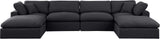 Comfy Black Linen Textured Fabric Modular Sectional 187Black-Sec6B Meridian Furniture