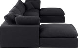 Comfy Black Linen Textured Fabric Modular Sectional 187Black-Sec6B Meridian Furniture