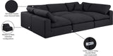 Comfy Black Linen Textured Fabric Modular Sectional 187Black-Sec6C Meridian Furniture