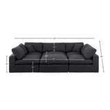 Comfy Black Linen Textured Fabric Modular Sectional 187Black-Sec6C Meridian Furniture