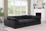 Comfy Black Linen Textured Fabric Modular Sectional 187Black-Sec6C Meridian Furniture