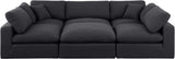 Comfy Black Linen Textured Fabric Modular Sectional 187Black-Sec6C Meridian Furniture