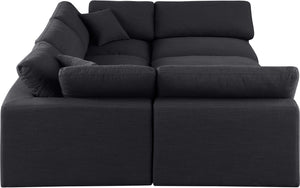 Comfy Black Linen Textured Fabric Modular Sectional 187Black-Sec6C Meridian Furniture