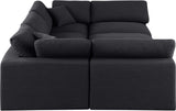 Comfy Black Linen Textured Fabric Modular Sectional 187Black-Sec6C Meridian Furniture