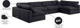 Comfy Black Linen Textured Fabric Modular Sectional 187Black-Sec6D Meridian Furniture