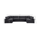 Comfy Black Linen Textured Fabric Modular Sectional 187Black-Sec6D Meridian Furniture