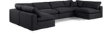 Comfy Black Linen Textured Fabric Modular Sectional 187Black-Sec6D Meridian Furniture