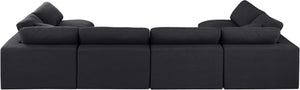 Comfy Black Linen Textured Fabric Modular Sectional 187Black-Sec6D Meridian Furniture